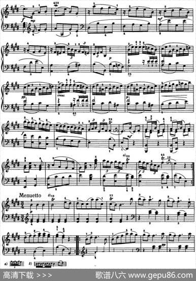 海顿钢琴奏鸣曲HobXVI13PartitaEmajor|海顿