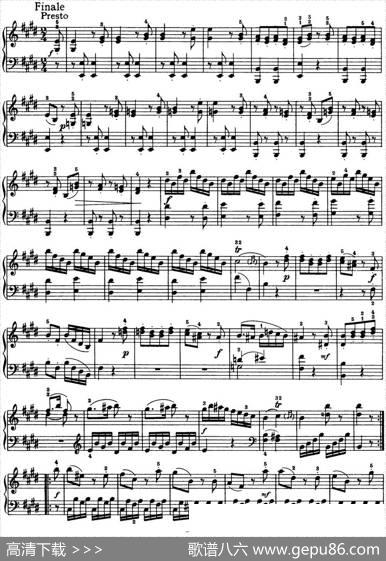 海顿钢琴奏鸣曲HobXVI13PartitaEmajor|海顿
