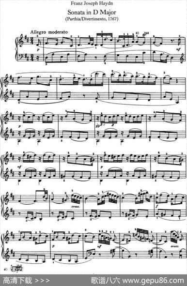 海顿钢琴奏鸣曲HobXVI14PartitaDmajor|海顿