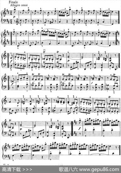 海顿钢琴奏鸣曲HobXVI19DivertimentoDmajor|海顿