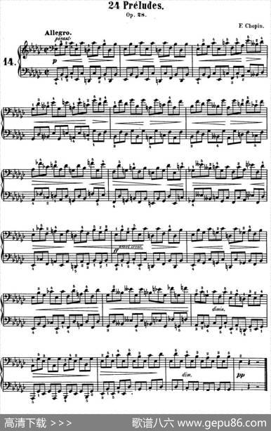 肖邦24首钢琴前奏曲Op.28No.14降E小调|肖邦