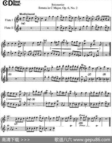 C大调双长笛奏鸣曲作品6号之2（SonatainCMajorOp.6No.2）|Boismortier（博伊斯卯绨）