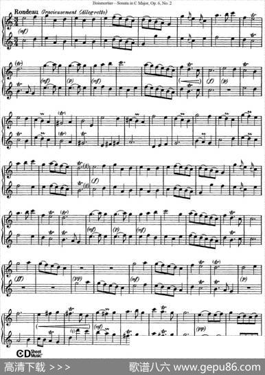 C大调双长笛奏鸣曲作品6号之2（SonatainCMajorOp.6No.2）|Boismortier（博伊斯卯绨）