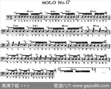 美国军鼓SOLONo.16-20（爵士鼓谱）
