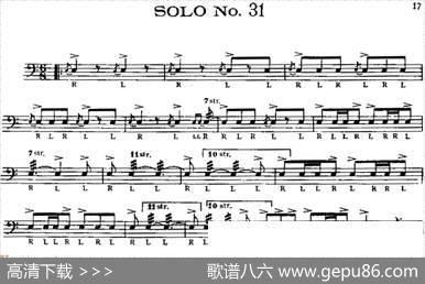 美国军鼓SOLONo.31-35（爵士鼓谱）