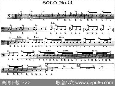 美国军鼓SOLONo.51-55（爵士鼓谱）