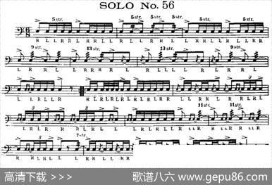 美国军鼓SOLONo.56-60（爵士鼓谱）
