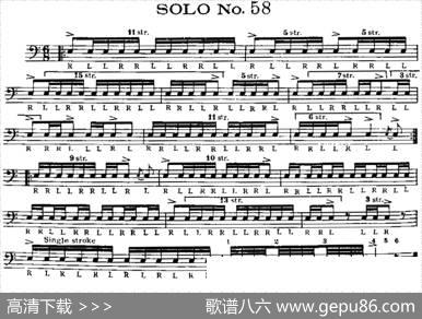 美国军鼓SOLONo.56-60（爵士鼓谱）