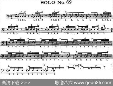 美国军鼓SOLONo.66-70（爵士鼓谱）