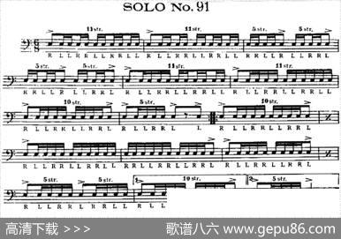 美国军鼓SOLONo.91-95（爵士鼓谱）