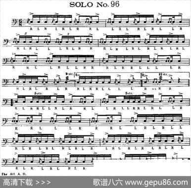美国军鼓SOLONo.96-100（爵士鼓谱）