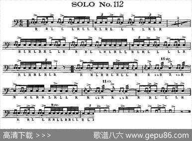美国军鼓SOLONo.111-115（爵士鼓谱）