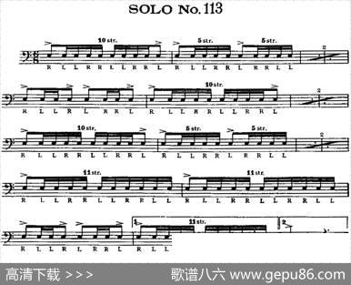 美国军鼓SOLONo.111-115（爵士鼓谱）