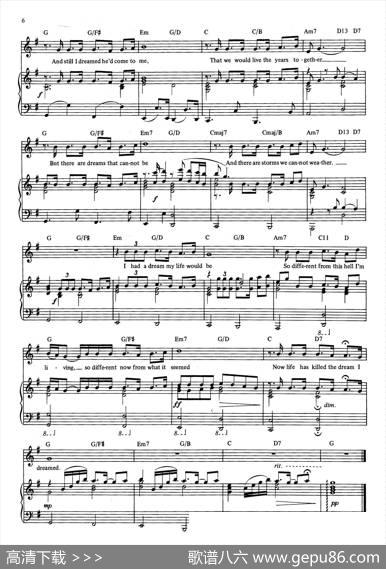 IDreamedaDream（音乐剧《悲惨世界》（LesMiserables）选曲、正谱）