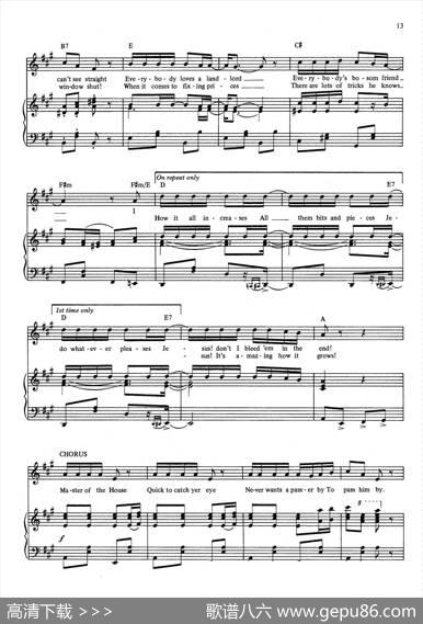 MasteroftheHouse（音乐剧《悲惨世界》（LesMiserables）选曲、正谱）