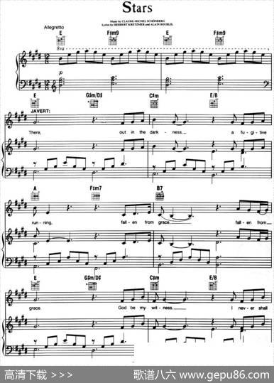 Stars（音乐剧《悲惨世界》（LesMiserables）选曲、正谱）