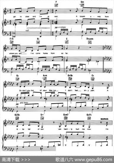 ALittleFallofRain（音乐剧《悲惨世界》（LesMiserables）选曲、正谱）
