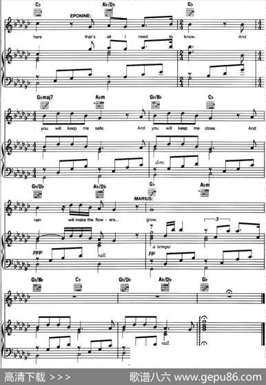 ALittleFallofRain（音乐剧《悲惨世界》（LesMiserables）选曲、正谱）