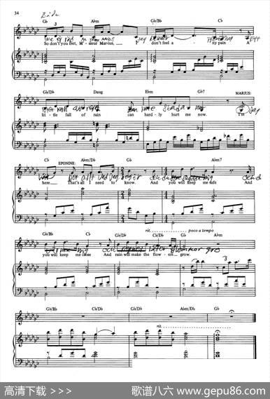 ALittleFallofRain（音乐剧《悲惨世界》（LesMiserables）选曲、正谱）