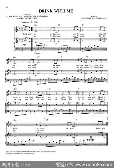DrinkWithMe（ToDaysGoneBy）（音乐剧《悲惨世界》（LesMiserables）选曲、正谱）