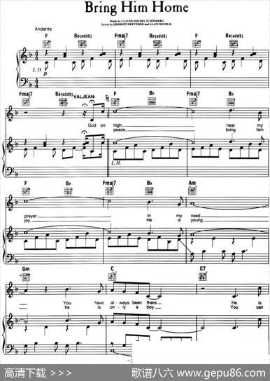 BringHimHome（音乐剧《悲惨世界》（LesMiserables）选曲、正谱）