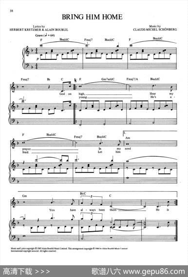 BringHimHome（音乐剧《悲惨世界》（LesMiserables）选曲、正谱）