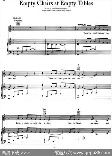 EmptyChairsatEmptyTables（音乐剧《悲惨世界》（LesMiserables）选曲、正谱）