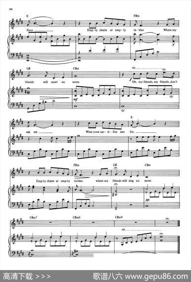 EmptyChairsatEmptyTables（音乐剧《悲惨世界》（LesMiserables）选曲、正谱）