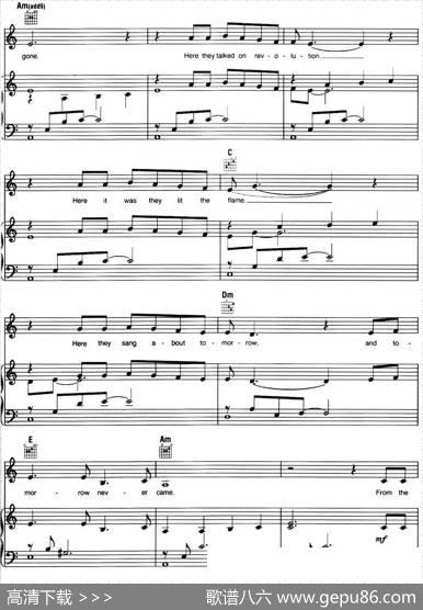 EmptyChairsatEmptyTables（音乐剧《悲惨世界》（LesMiserables）选曲、正谱）