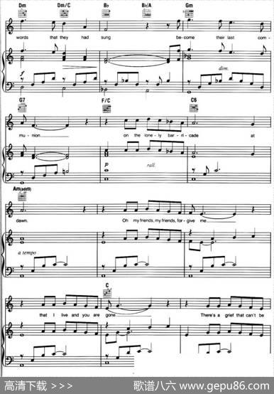EmptyChairsatEmptyTables（音乐剧《悲惨世界》（LesMiserables）选曲、正谱）