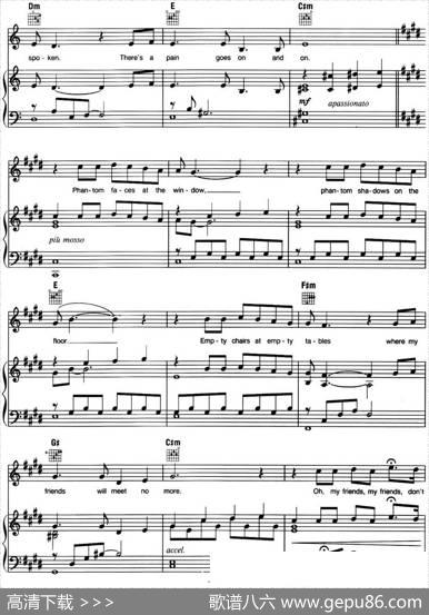 EmptyChairsatEmptyTables（音乐剧《悲惨世界》（LesMiserables）选曲、正谱）