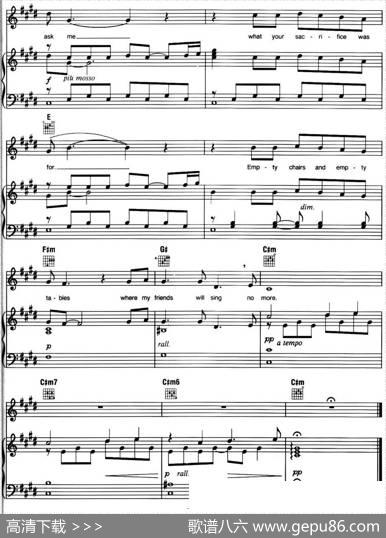 EmptyChairsatEmptyTables（音乐剧《悲惨世界》（LesMiserables）选曲、正谱）