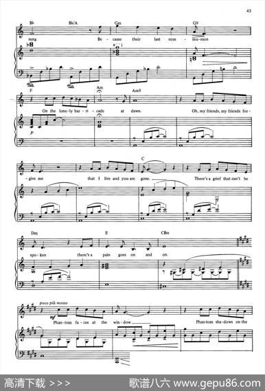 EmptyChairsatEmptyTables（音乐剧《悲惨世界》（LesMiserables）选曲、正谱）