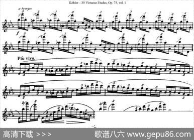 柯勒30首高级长笛练习曲作品75号（NO.4）|Kohler（柯勒）