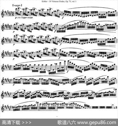 柯勒30首高级长笛练习曲作品75号（NO.5）|Kohler（柯勒）