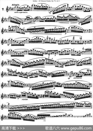 柯勒30首高级长笛练习曲作品75号（NO.7）|Kohler（柯勒）