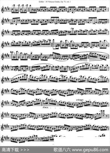 柯勒30首高级长笛练习曲作品75号（NO.8）|Kohler（柯勒）