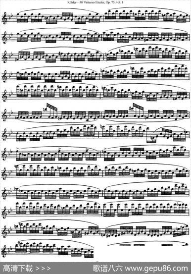 柯勒30首高级长笛练习曲作品75号（NO.9）|Kohler（柯勒）