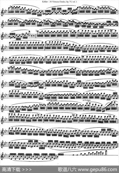 柯勒30首高级长笛练习曲作品75号（NO.9）|Kohler（柯勒）