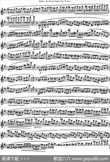 柯勒30首高级长笛练习曲作品75号（NO.10）|Kohler（柯勒）