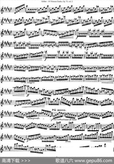 柯勒30首高级长笛练习曲作品75号（NO.11）|Kohler（柯勒）