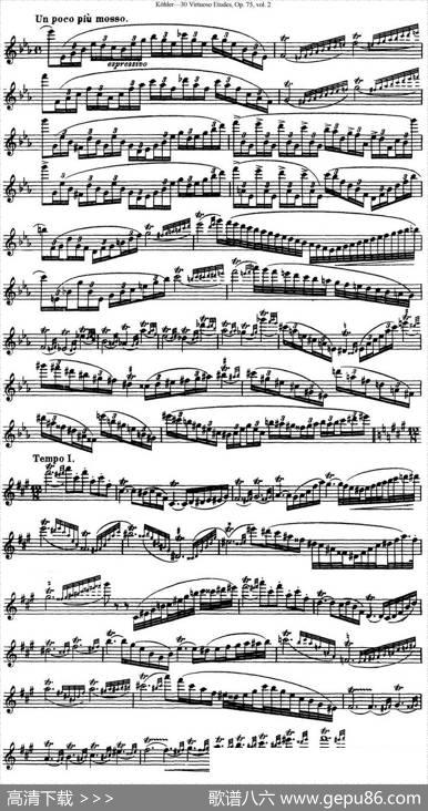 柯勒30首高级长笛练习曲作品75号（NO.18）|Kohler(柯勒)