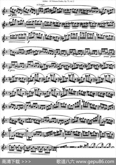 柯勒30首高级长笛练习曲作品75号（NO.20）|Kohler(柯勒)