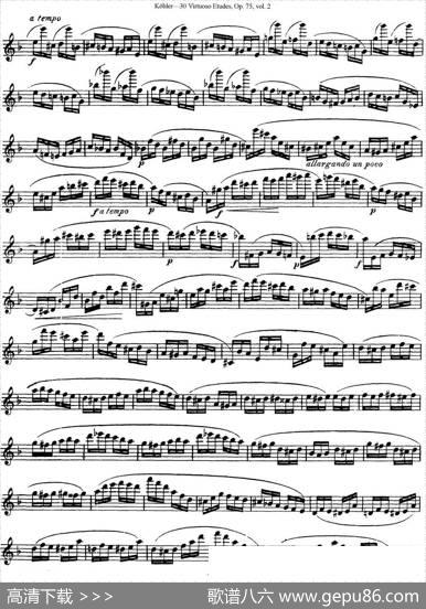 柯勒30首高级长笛练习曲作品75号（NO.20）|Kohler(柯勒)