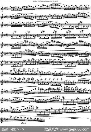 柯勒30首高级长笛练习曲作品75号（NO.21）|Kohler(柯勒)