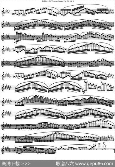 柯勒30首高级长笛练习曲作品75号（NO.22）|Kohler(柯勒)