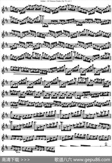 柯勒30首高级长笛练习曲作品75号（NO.26）|Kohler(柯勒)