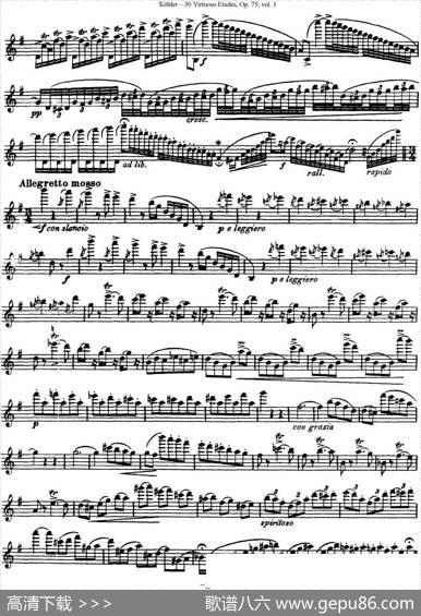 柯勒30首高级长笛练习曲作品75号（NO.30）|Kohler(柯勒)