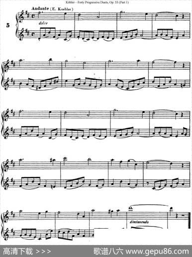 柯勒40首长笛提高练习曲OP.55（NO.5）|Kohler(柯勒)