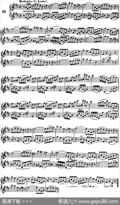 柯勒40首长笛提高练习曲OP.55（NO.11）|Kohler(柯勒)